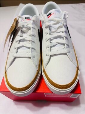 Nike Court Legacy NN Men’s White & Brown Low-Top Sneakers Nike Box without Lid.